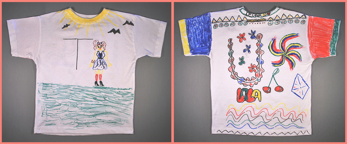 Children's drawings on t-shirts