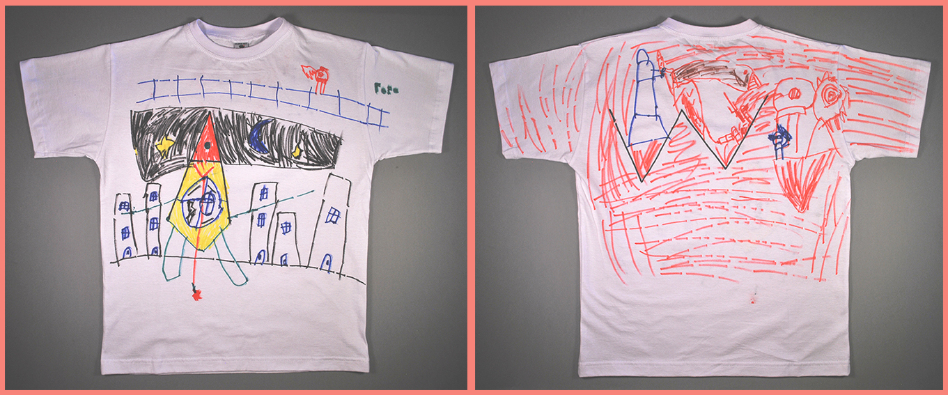 Children's drawings on t-shirts