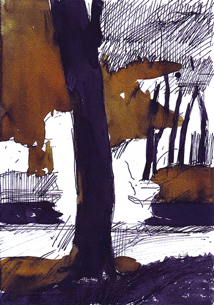 Black and sepia ink on paper \ 25 x 17.5 cm \ 2008 \ artwork for sale